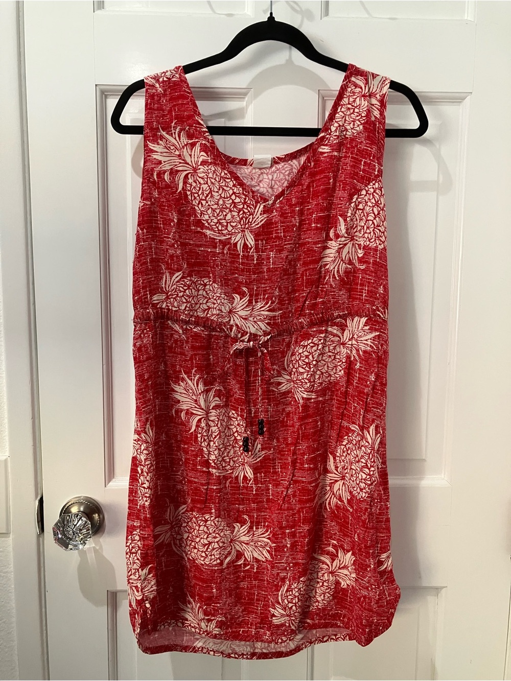 Sleeveless Red Pineapple Print Mini Dress